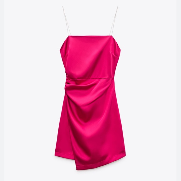 Zara Satin Effect Dress with Rhinestone Straps - NEW WITH TAGS❤️ - Picture 3 of 10